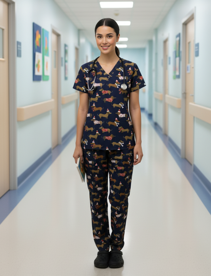 Dachshund Christmas Scrub Set