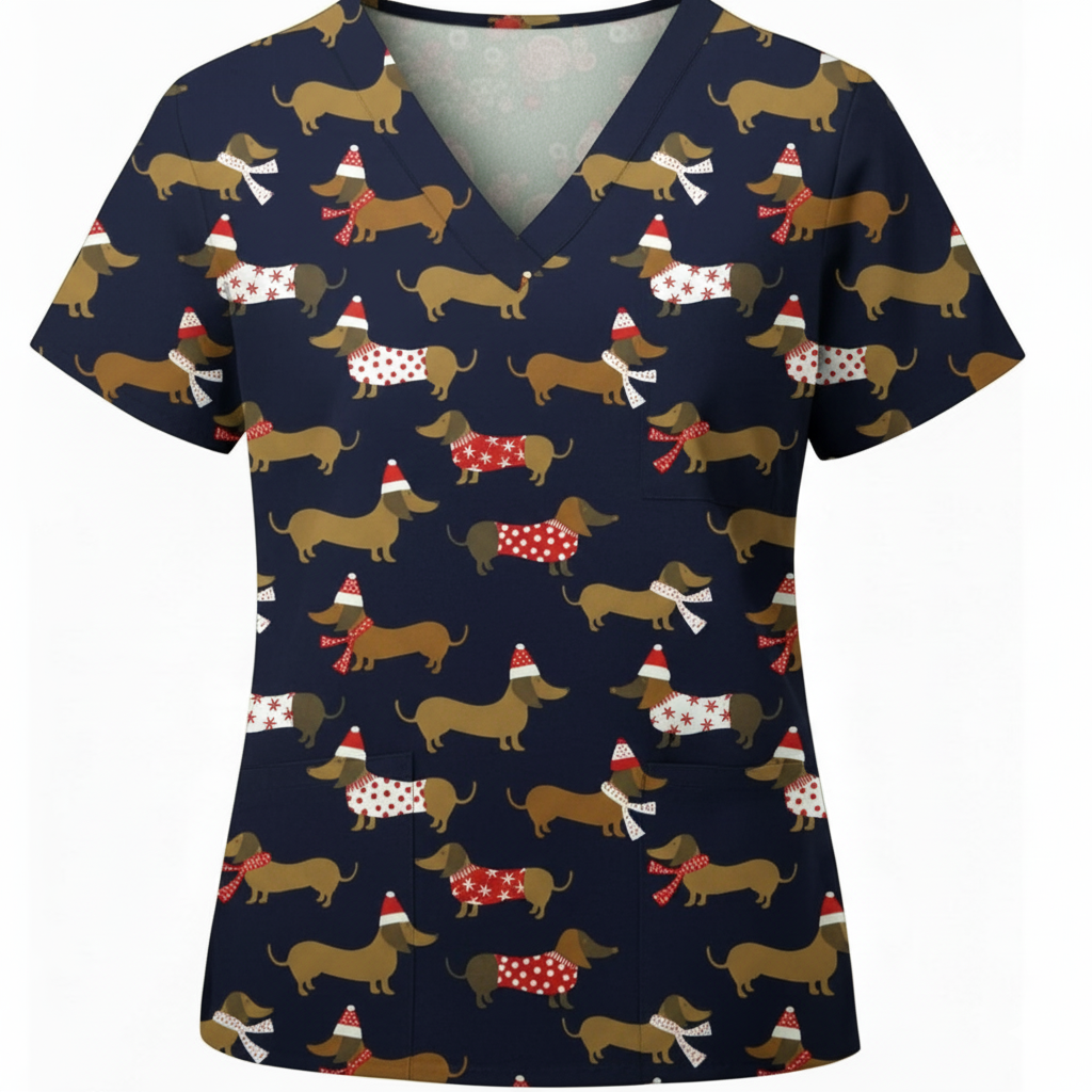 Dachshund Christmas Scrub Set