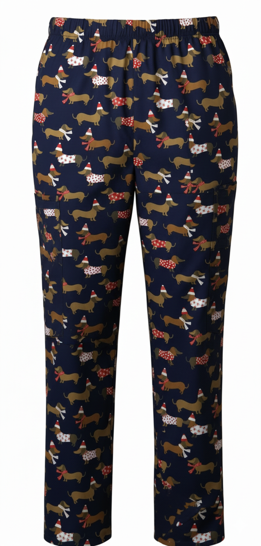 Dachshund Christmas Scrub Bottoms