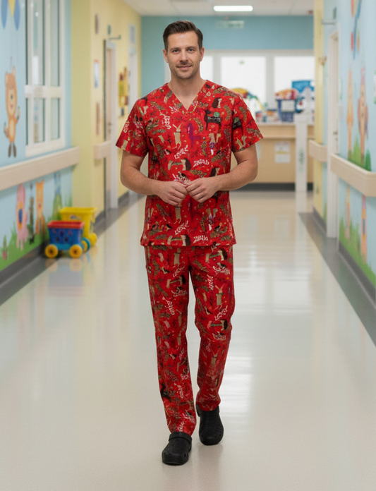 Christmas Robin Scrub Set